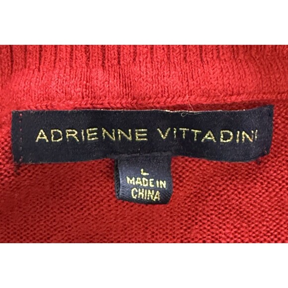 Adrienne Vittadini Red Asymmetric Shawl Collar Sweater Faux Wrap Front Elegant L - Picture 5 of 9